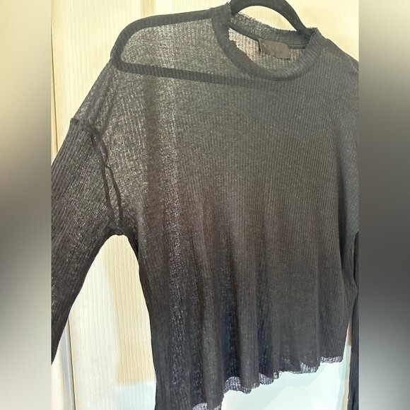 RtA Ribbed Cashmere Blend Long Sleeve Top Black Size XS - Picture 5 of 10